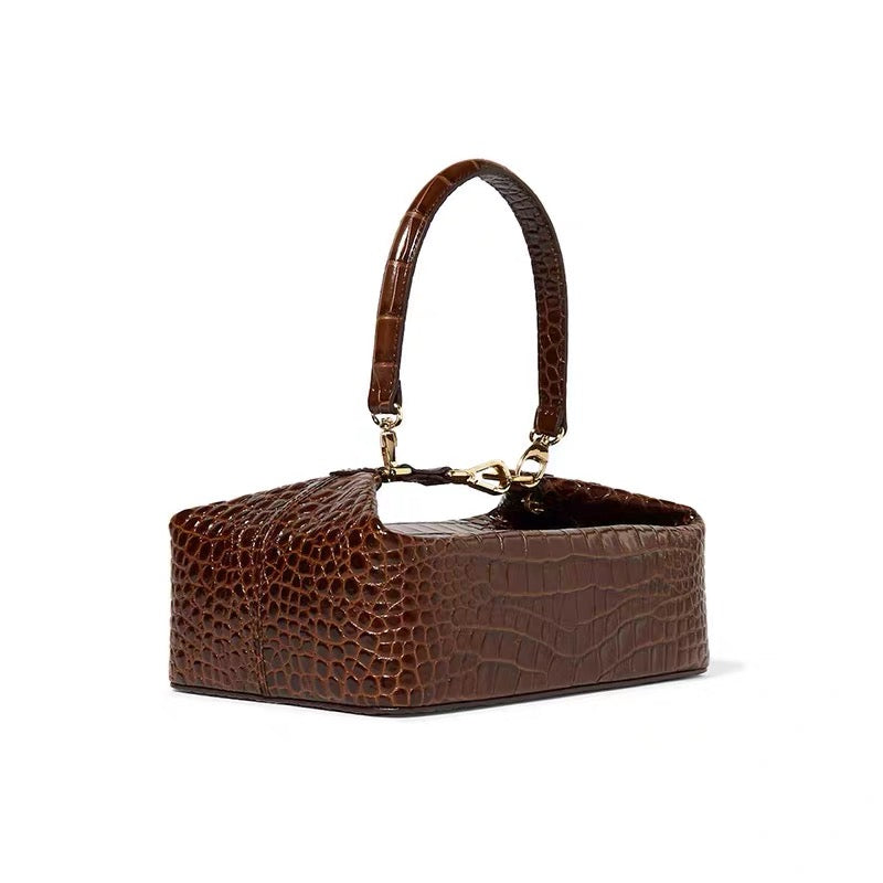 Vintage Croc-Embossed Box Bag