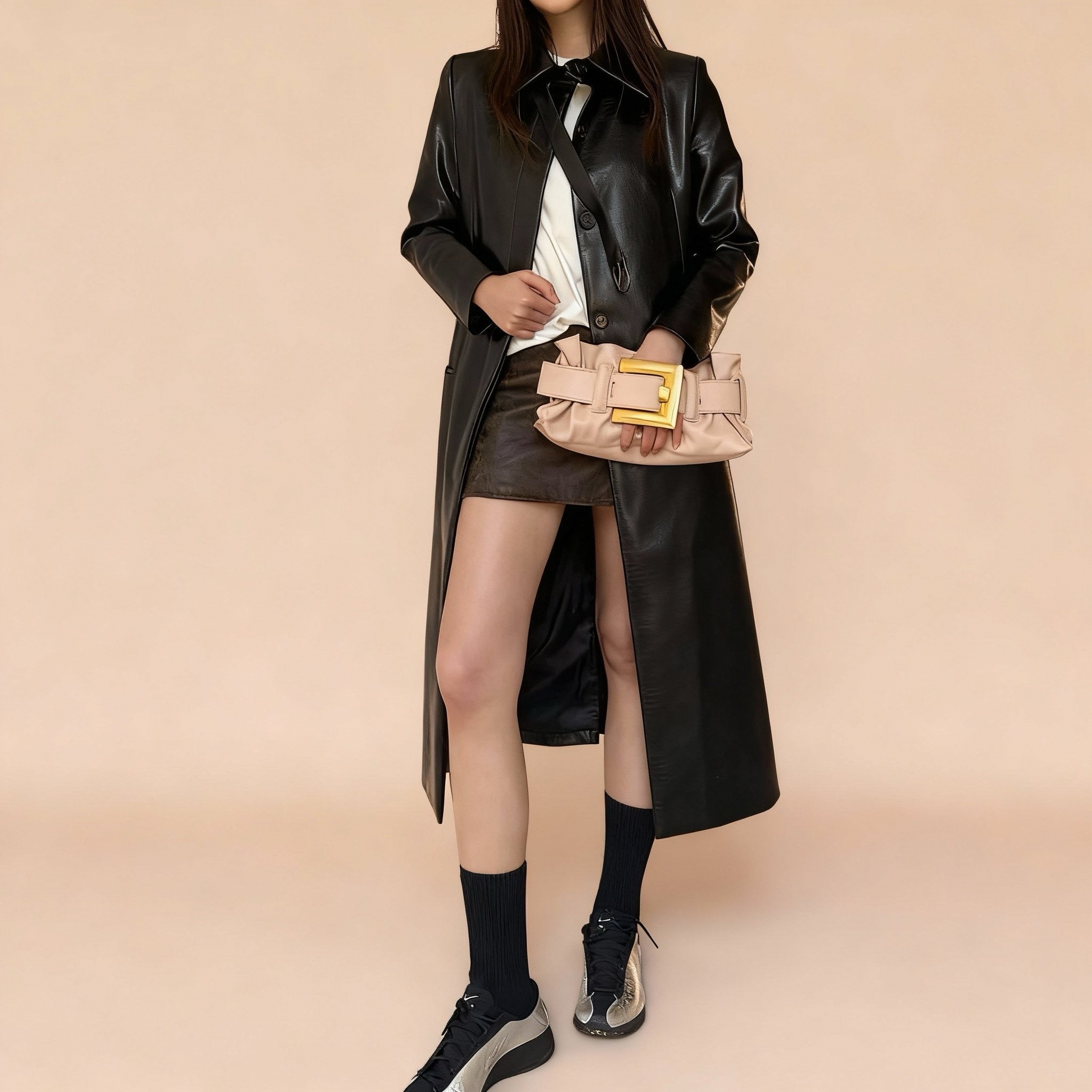 Ruffle Buckle Cloud Satchel