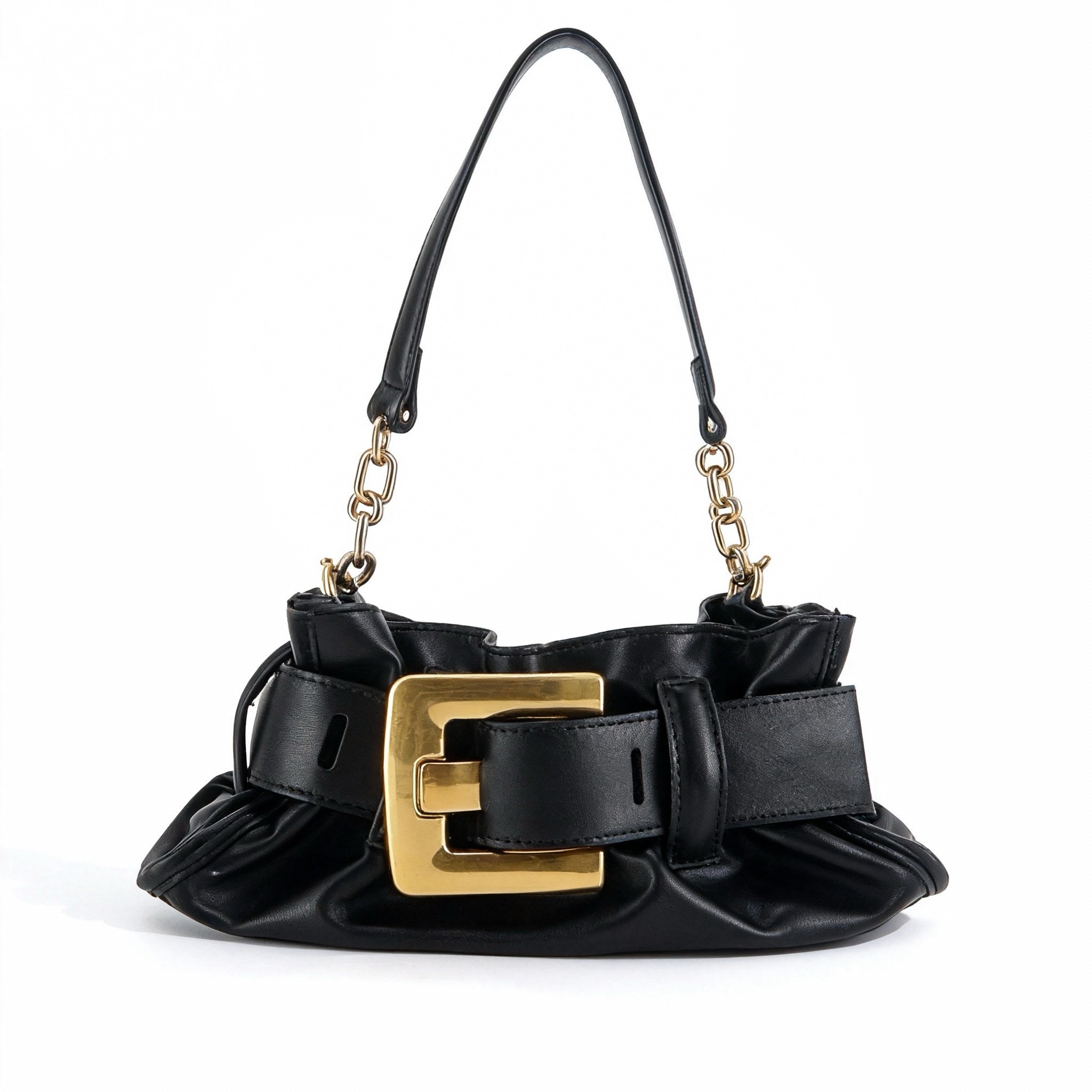 Ruffle Buckle Cloud Satchel