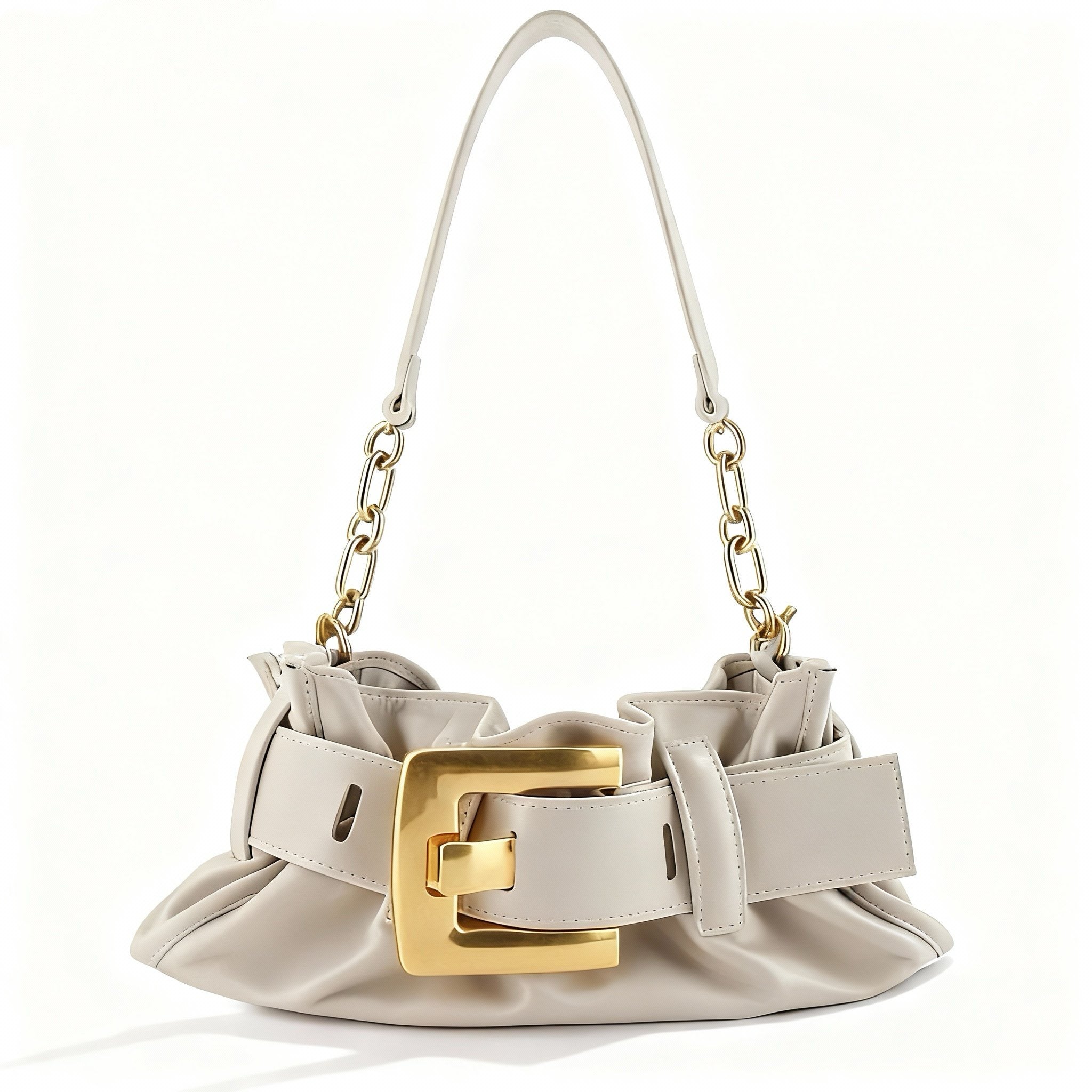 Ruffle Buckle Cloud Satchel