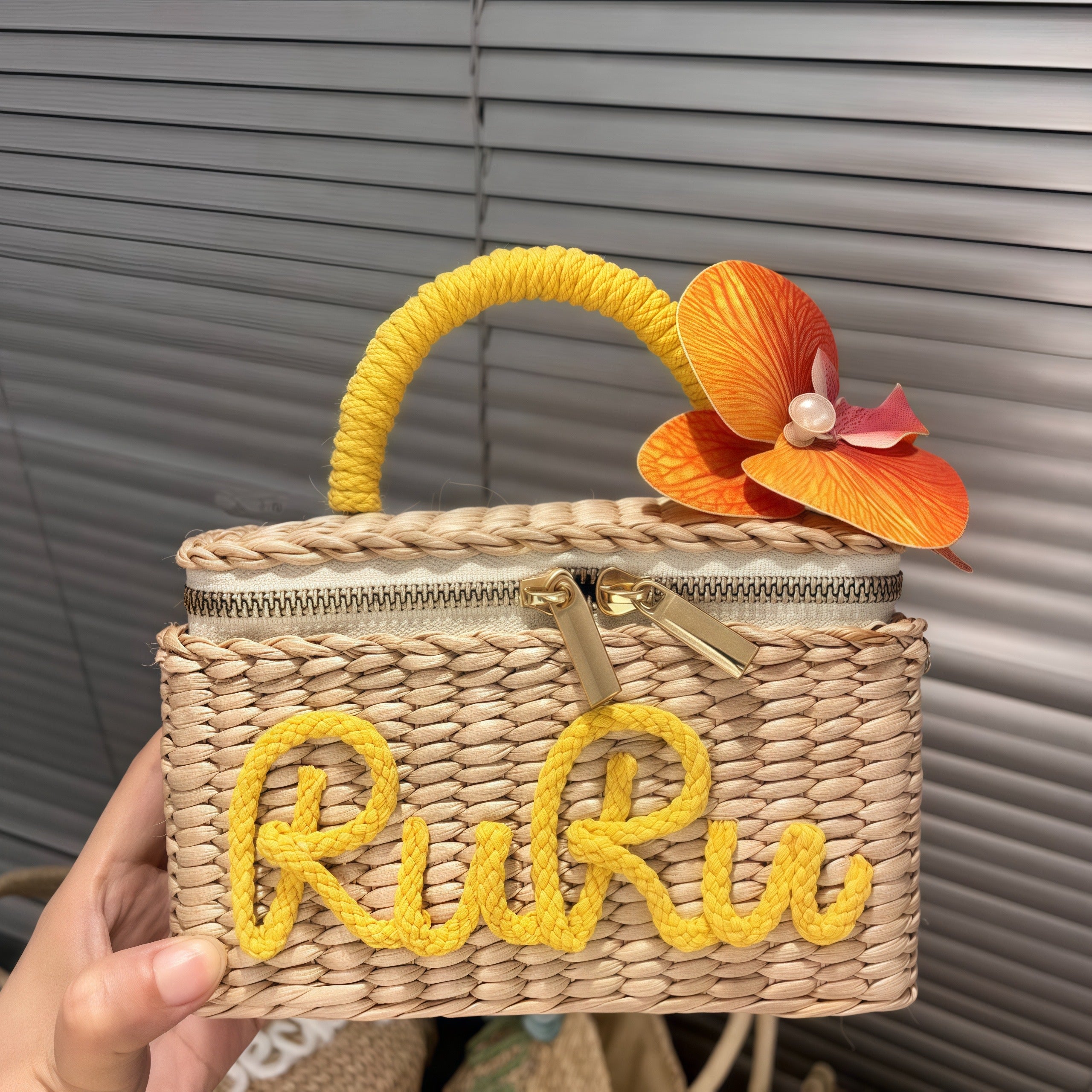 Handwoven Zipper Box Bag