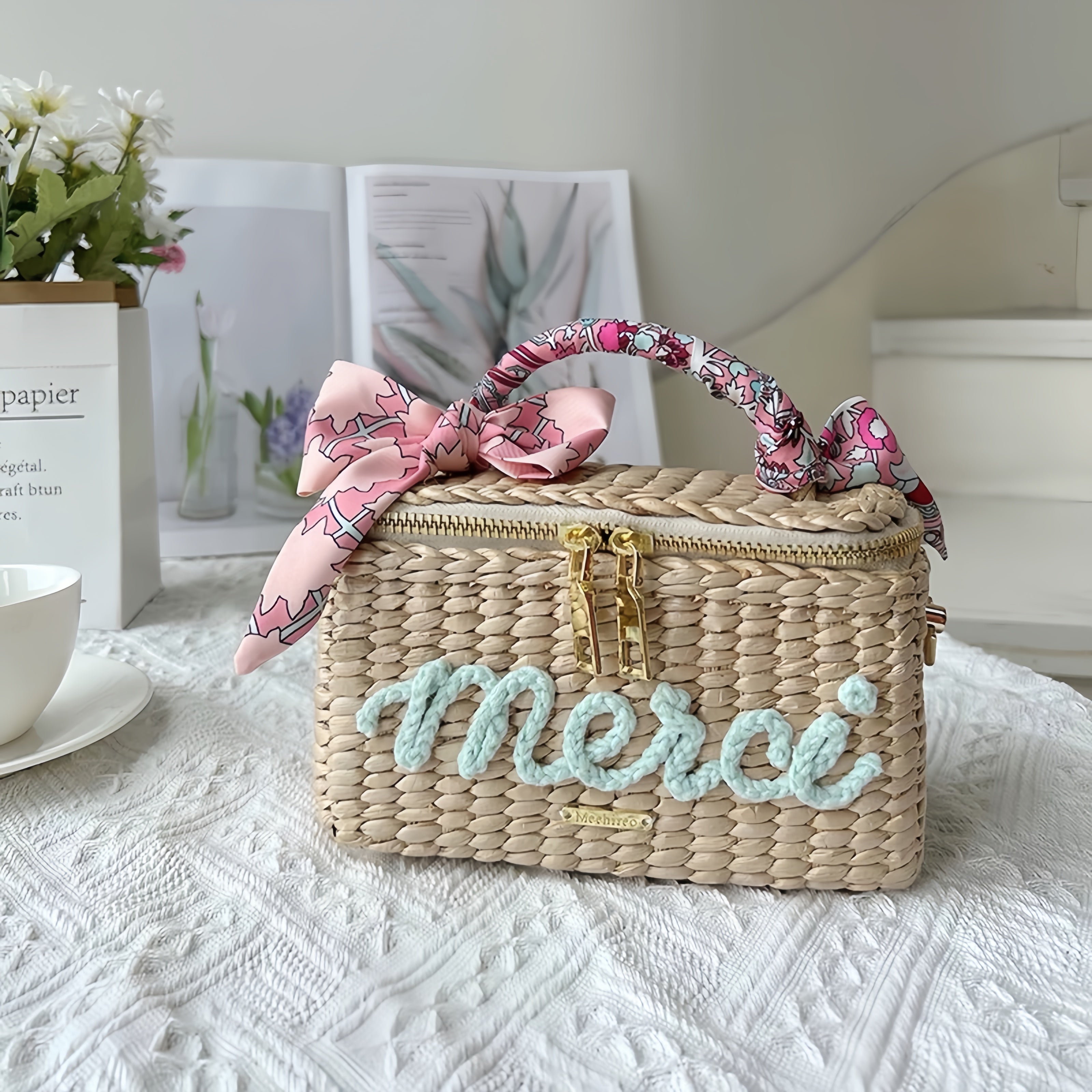 Handwoven Zipper Box Bag