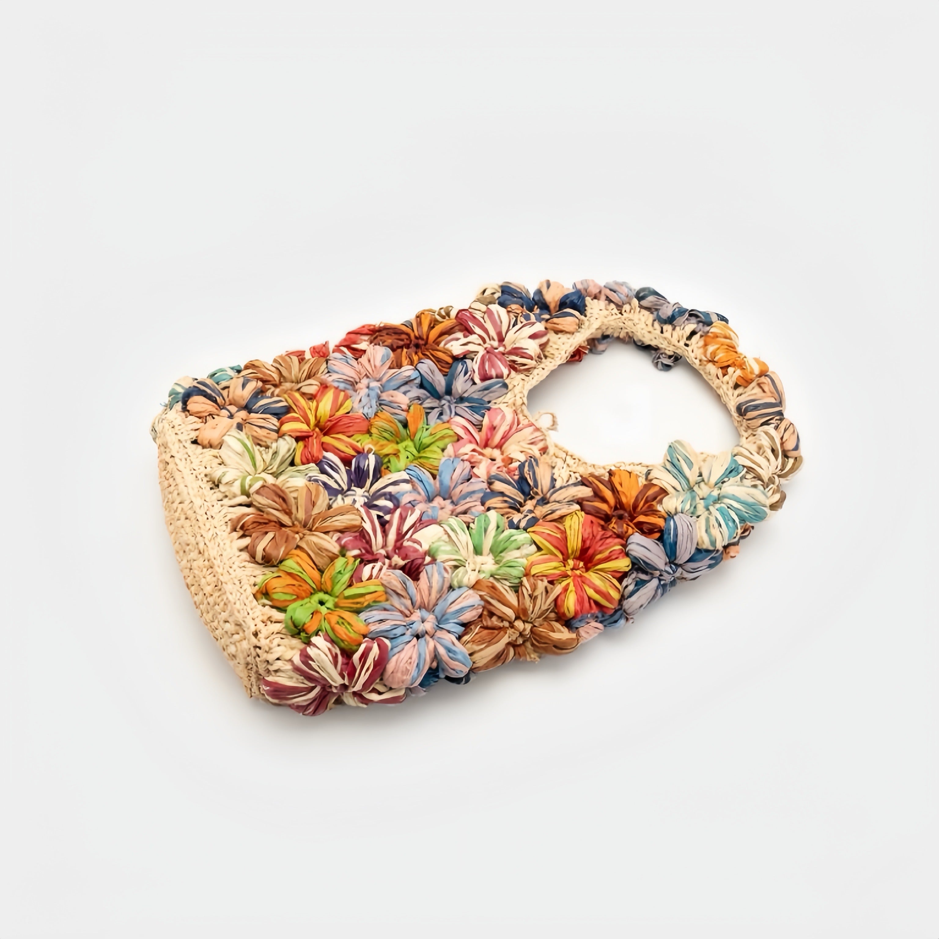 3D Color-Block Floral Tote Bag