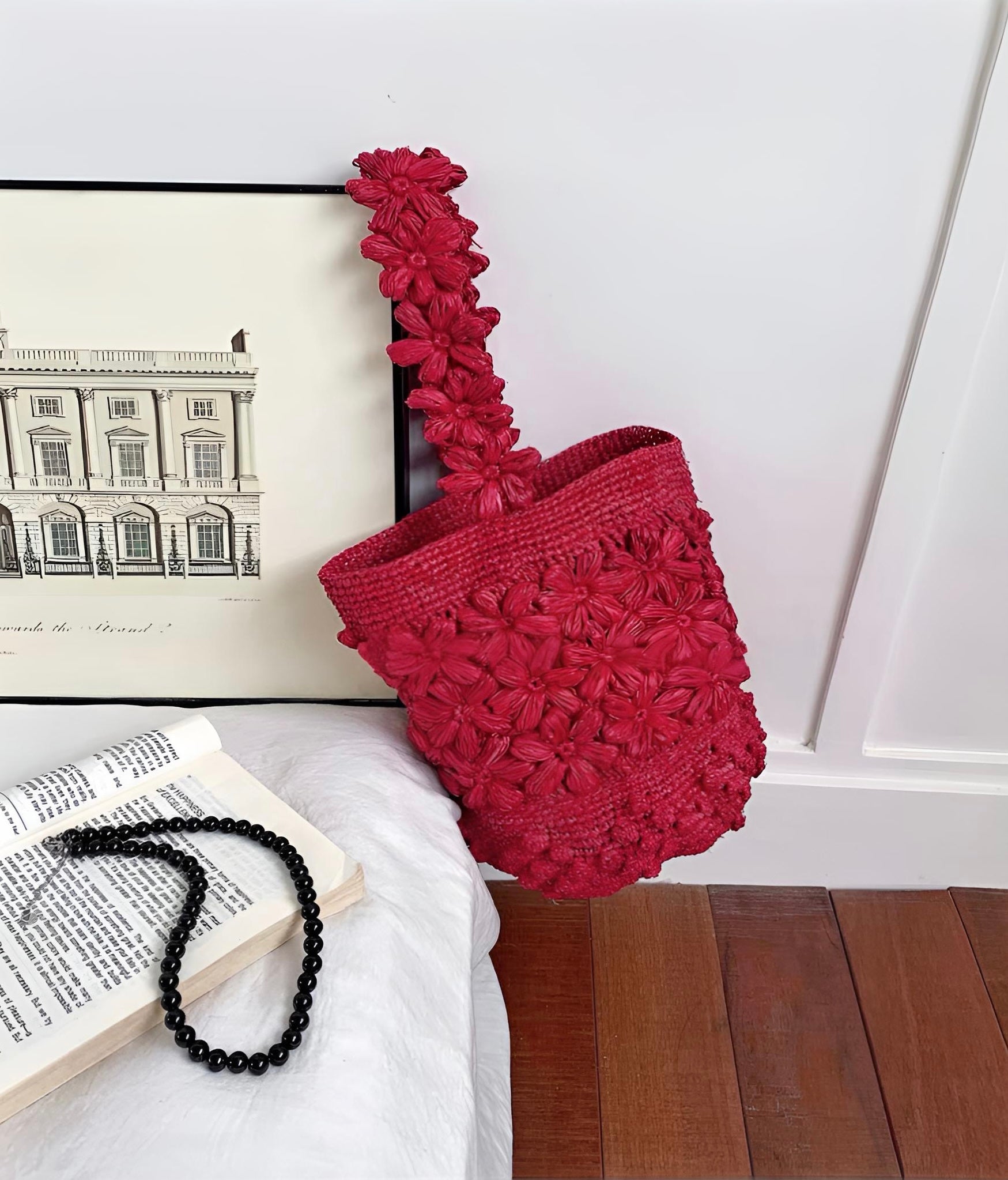 French Handmade Raffia Bucket Bag