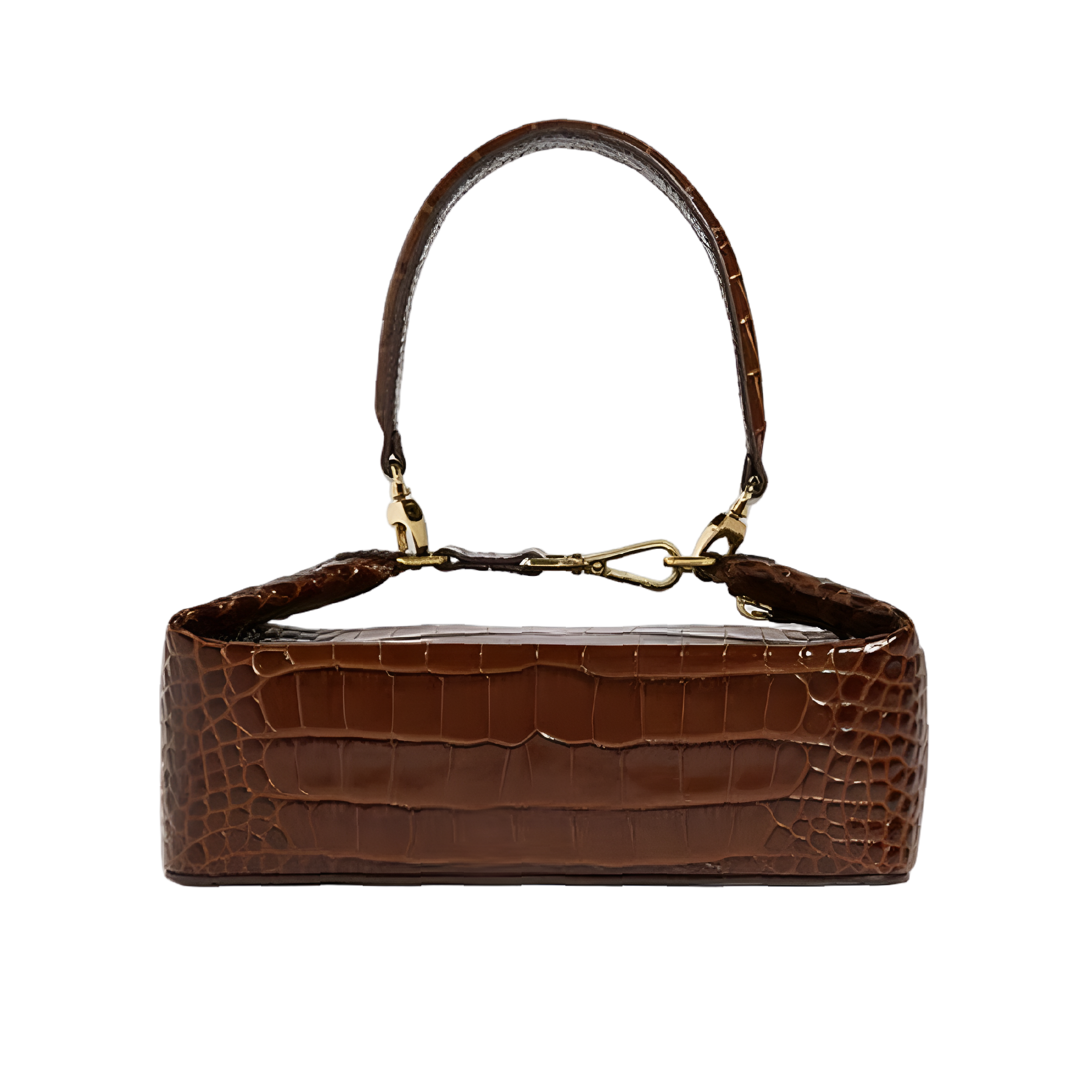 Vintage Croc-Embossed Box Bag