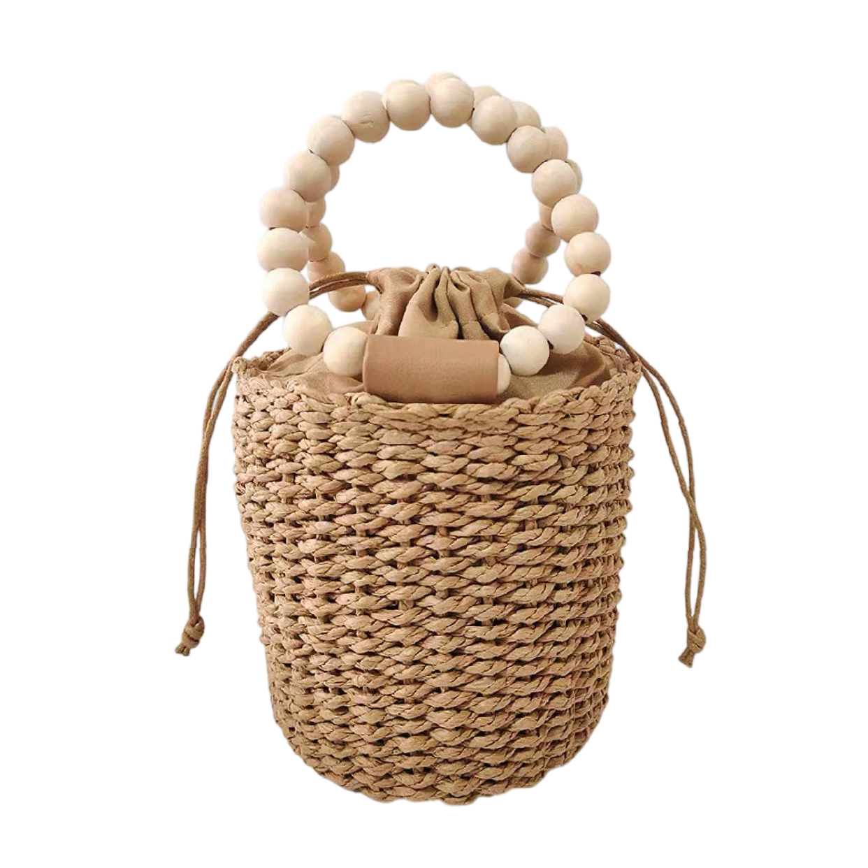 Beaded Handle Bucket Bag