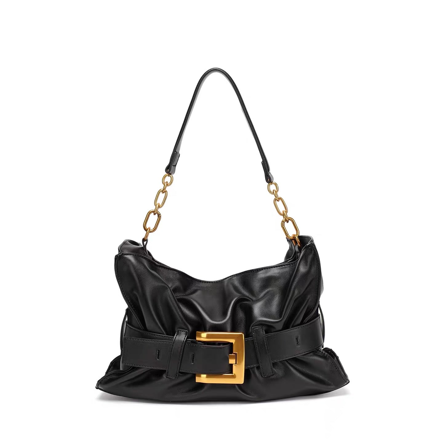 Ruffle Buckle Cloud Satchel
