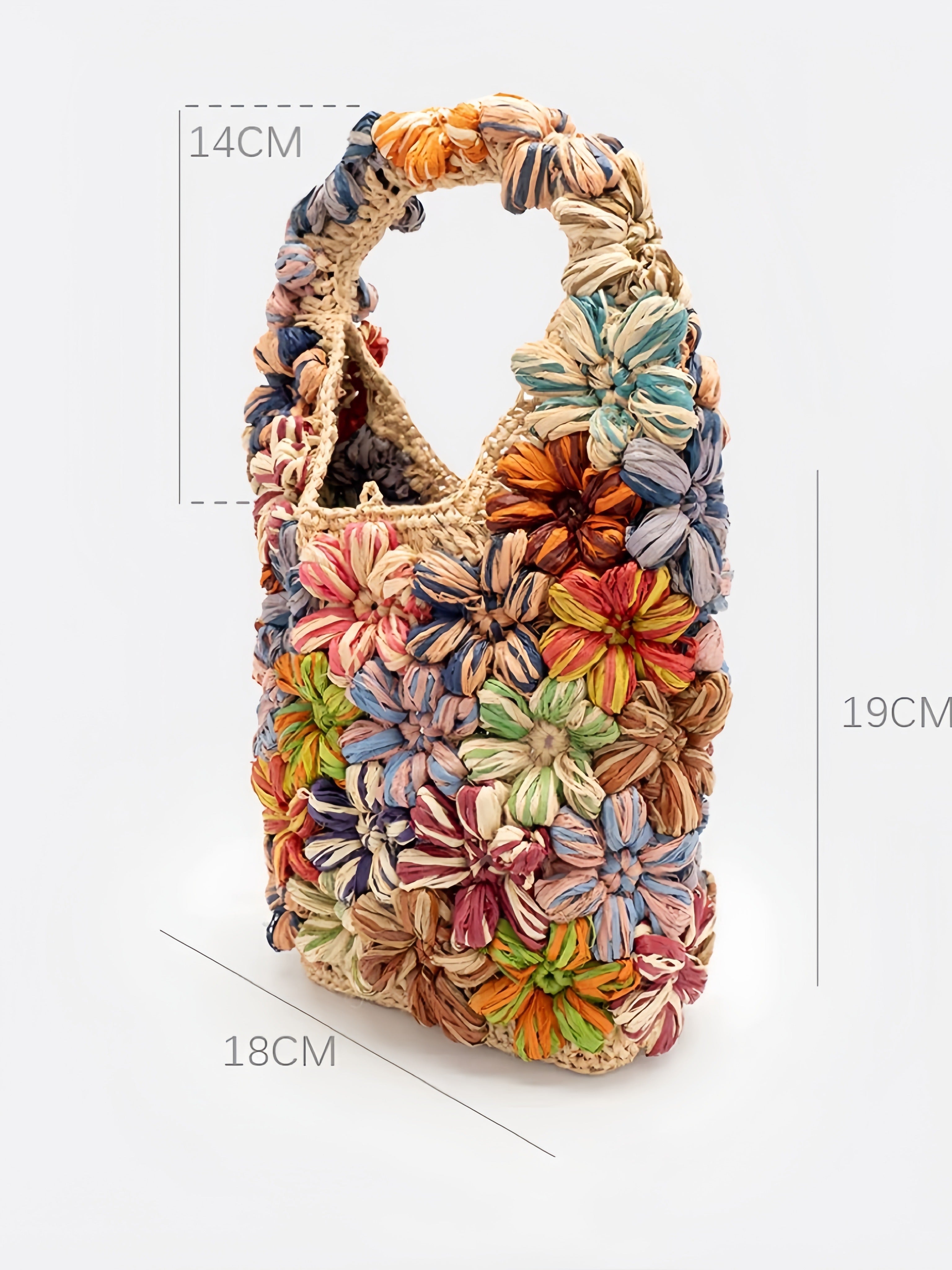 3D Color-Block Floral Tote Bag