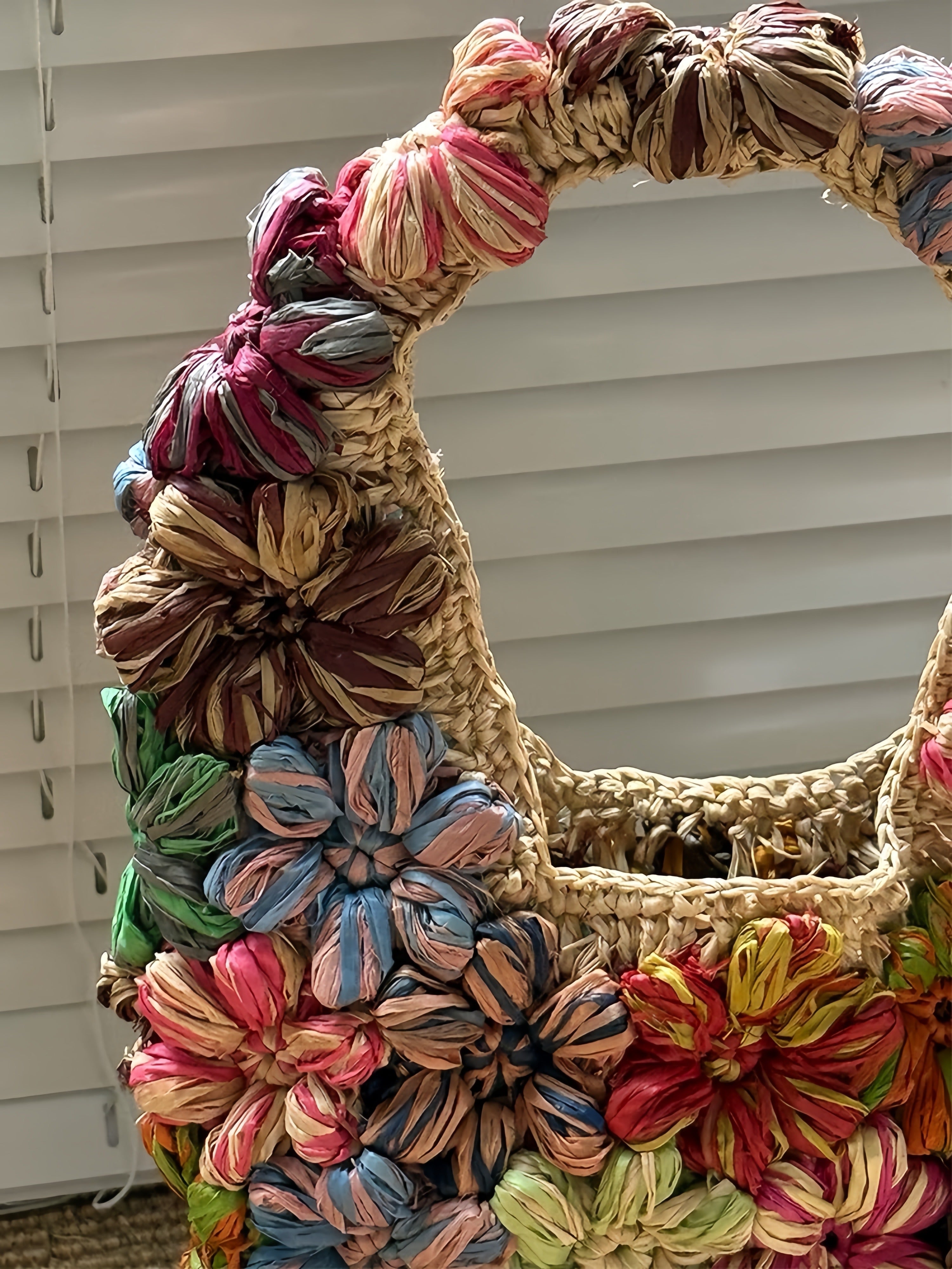 3D Color-Block Floral Tote Bag